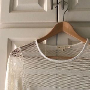White mesh long sleeve crop top